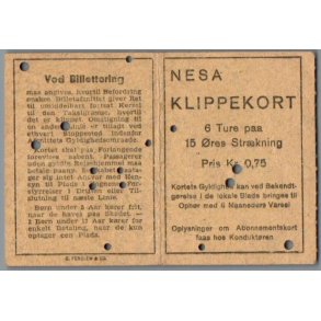 NESA - Klippekort - 6 ture p� 15 �res str�kning - 0,75 kr.