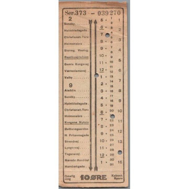 K�benhavns Sporveje - 10 �re - Omstigning