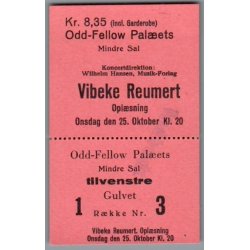 Vibeke Reumert - Opl�sning - Odd-Fellow Pal�et - Billet