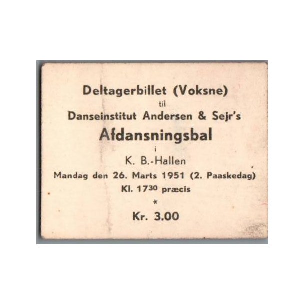 Danseinstitutet Andersen &amp; Sejrs - Afdansningsbal 1951