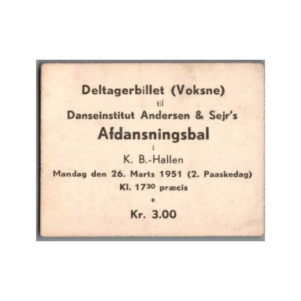 Danseinstitutet Andersen &amp; Sejrs - Afdansningsbal 1951