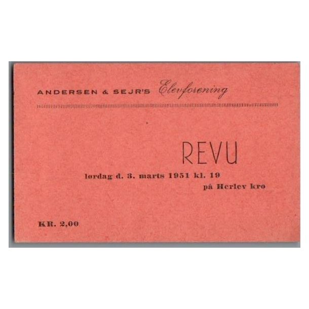 Andersen &amp; Sejrs Elevforening - Revu - 1951