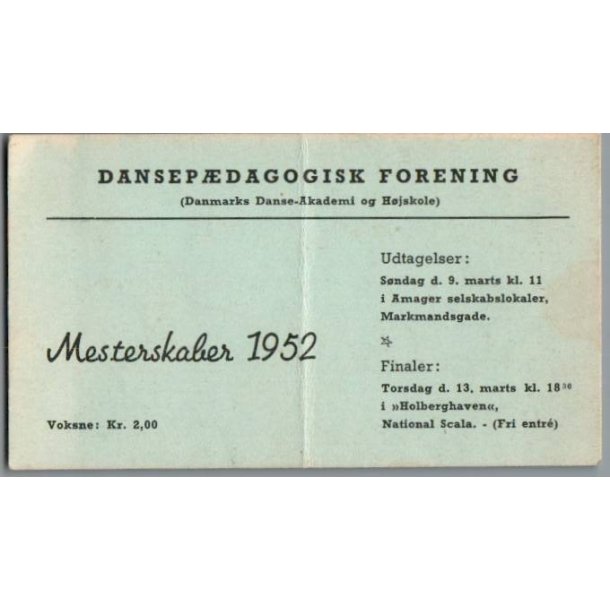 Dansep�dagogisk Forening - Mesterskaber 1952