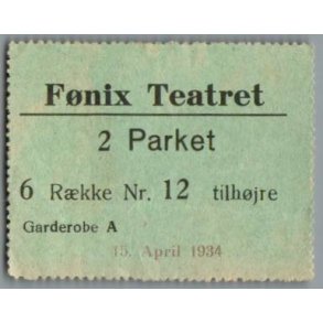 F�nix Teatret - Billet 1934