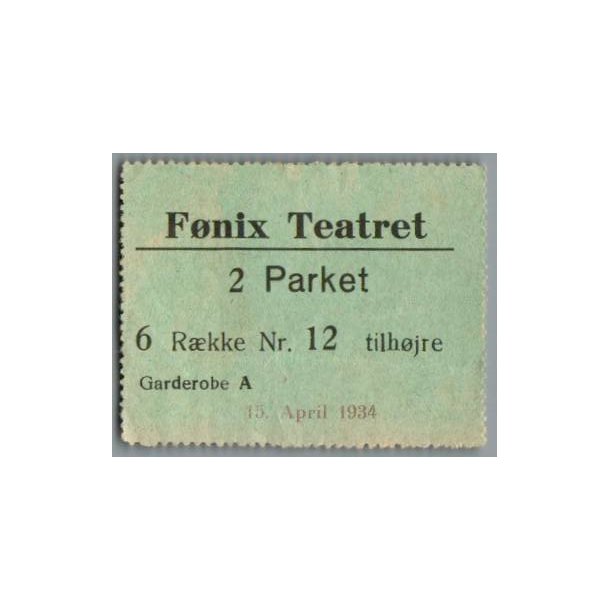 F�nix Teatret - Billet 1934