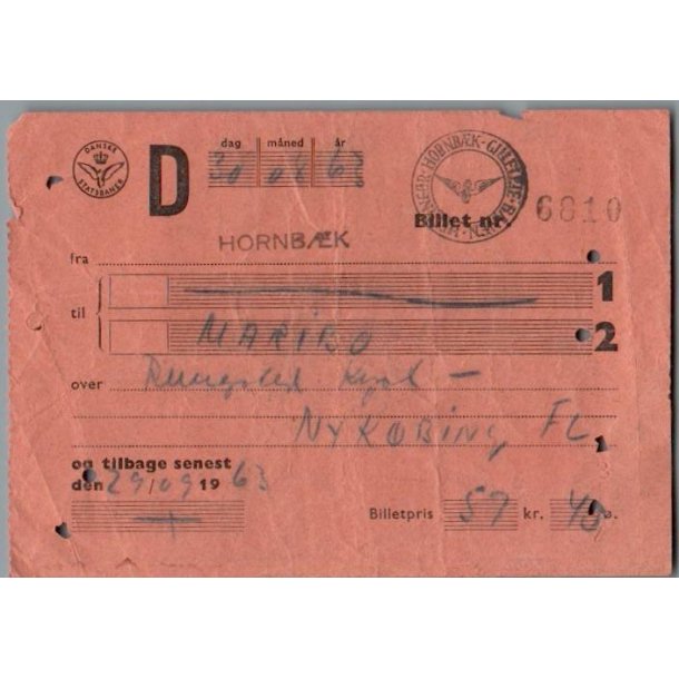 Danske Statsbaner - Hornb�k - Nyk�bing Fl.