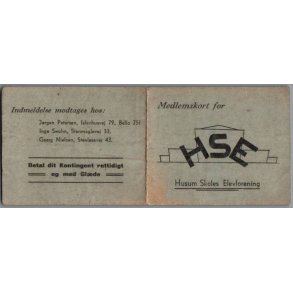Medlemskort for Husum Skoles Elevforening 1944/45