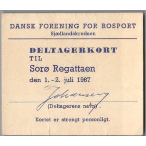 Dansk Forening for Rosport - Deltagerkort - Sor� Regatta