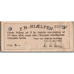 F.N. Hj�lpen - 5,- kr - Arkivhuller