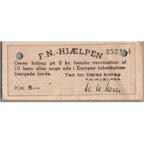 F.N. Hj�lpen - 5,- kr - Arkivhuller