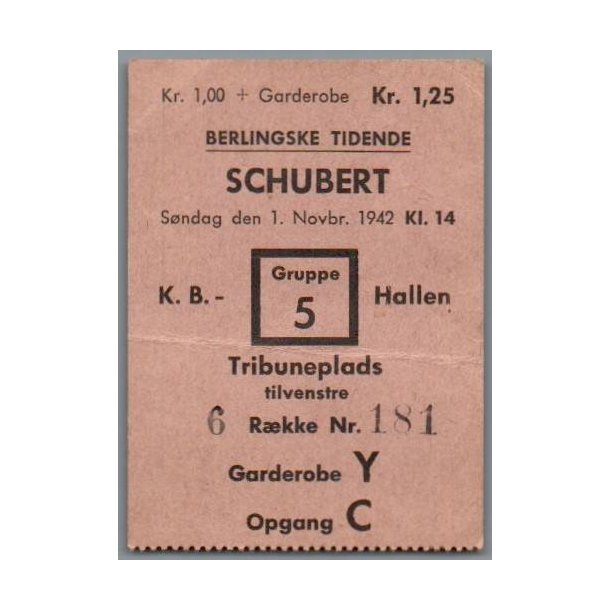 Schubert  K.B. Hallen - Billet