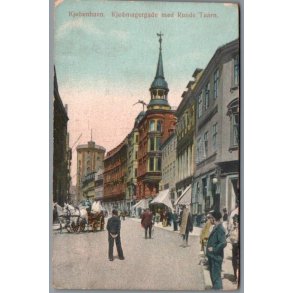 K�benhavn - K�bmangergade med Runde Taarn - Postkort - Brugt
