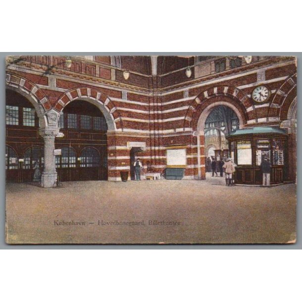 K�benhavn - Hovedbaneg�rd - Billetkontor - Postkort - Brugt - Fold !