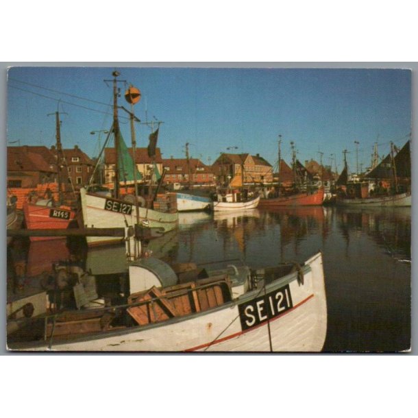 Bornholm -  Aftenstemning - Allinge Havn - Postkort - Brugt
