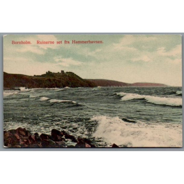 Bornholm - Ruinerne set fra Hammerhavnen - Postkort - Ubrugt - Fold !
