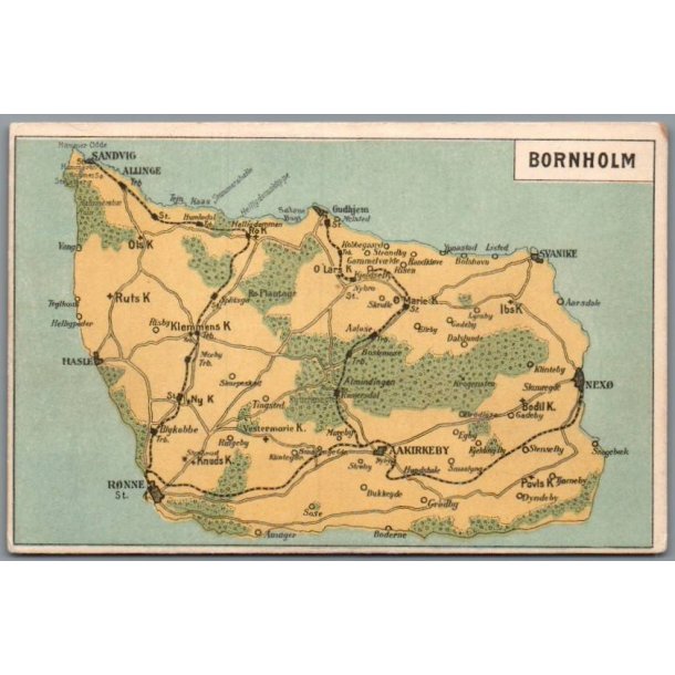 Bornholm - Kort - Postkort - Ubrugt