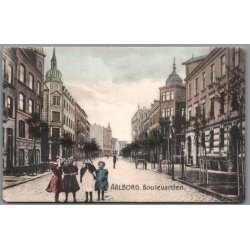 Aalborg - Boulevarden - Postkort - Ubrugt - Runde hj�rner !