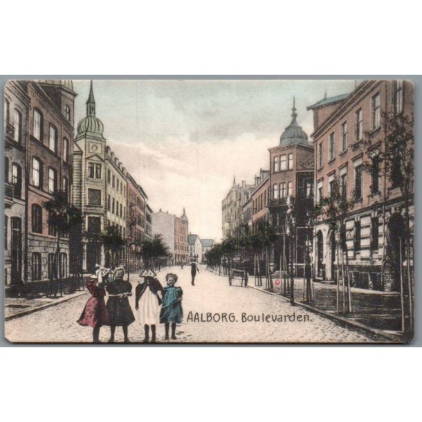 Aalborg - Boulevarden - Postkort - Ubrugt - Runde hj�rner !