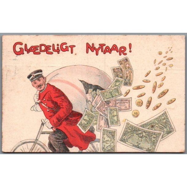 Gl�deligt Nytaar - Posten - Postkort - Brugt