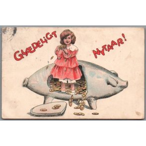 Gl�deligt Nytaar - Penge - Postkort - Brugt