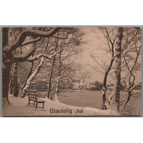 Silkeborg - Gl�delig Jul - Udsigt fra Odden ved Vintertid - Postkort - Brugt