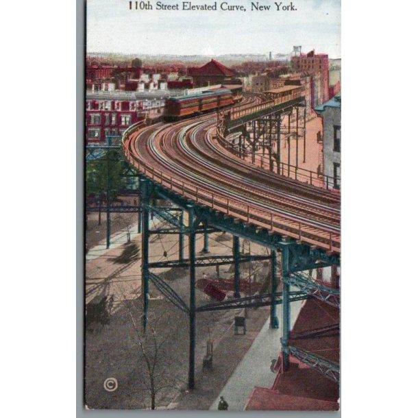 110 th. Street Elevated Curve - New York - Tog - U.SA. - Ubrugt
