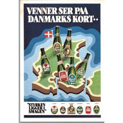 Venner ser p� Danmarks Kort - Silkeborg Pilsner  - Postkort - Ubrugt
