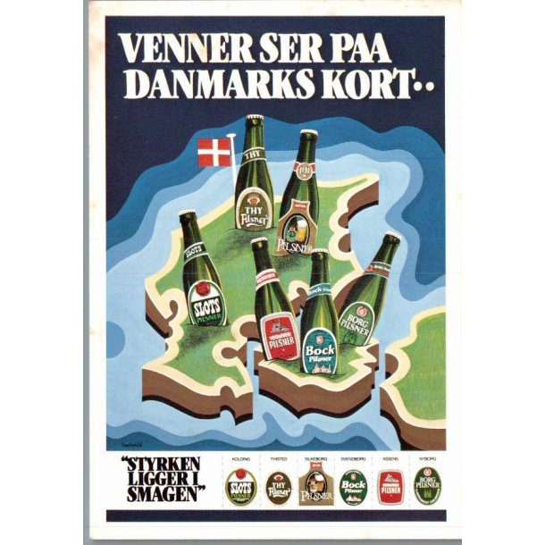 Venner ser p� Danmarks Kort - Silkeborg Pilsner  - Postkort - Ubrugt