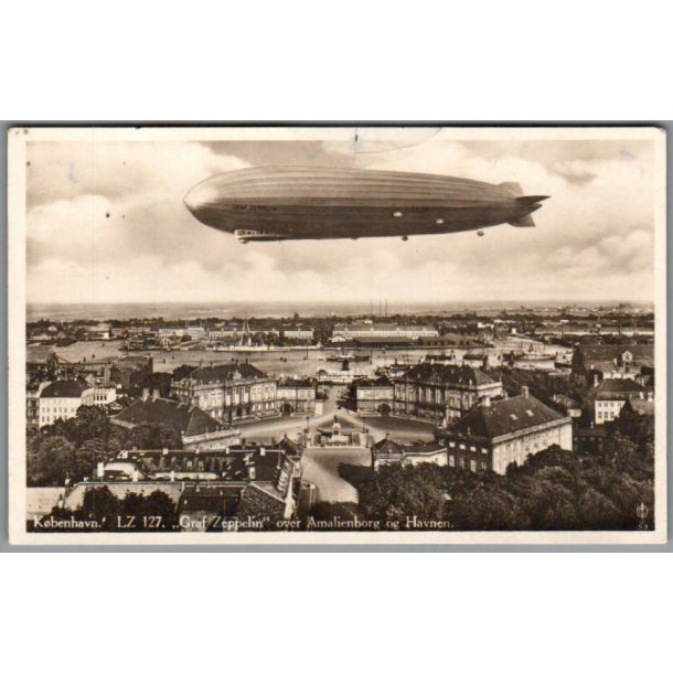 Kbenhavn Grafzeppelin over Amalienborg og Havnen - Brugt - Rift !!