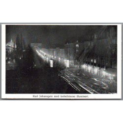 Karl Johansgate med Isobliskene Illumineret (Kronprinseparrets Modtagelse ) - Oppi u/n - Ubrugt 