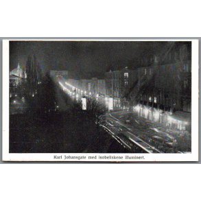 Karl Johansgate med Isobliskene Illumineret (Kronprinseparrets Modtagelse ) - Oppi u/n - Ubrugt 