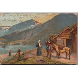 Gammelt Postkort - Norge - Brugt 1900 - Svage hj�rner !
