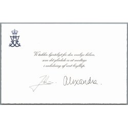Autograf - Prince Joachim og Alexandra - P� takkekort Fra Brylluppet.