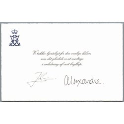 Autograf - Prince Joachim og Alexandra - P� takkekort Fra Brylluppet.
