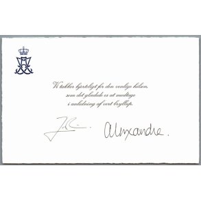Autograf - Prince Joachim og Alexandra - P� takkekort Fra Brylluppet.