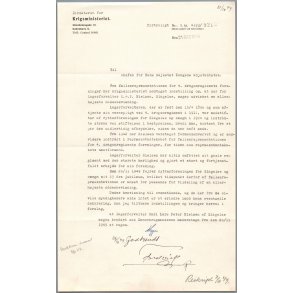 Autograf - Kong Frederik d. IX - P� Dokument fra Krigsministeriet - 21. Okotober 1949