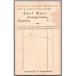 Carl M�rch - Skomagermester - Reklame p� bagsiden af Skuespillerkort
