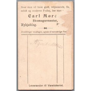 Carl M�rch - Skomagermester - Reklame p� bagsiden af Skuespillerkort