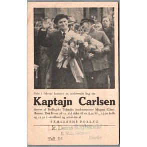 Kaptajn Carlsen - Flying Enterprise - Reklame for bog - Ubrugt
