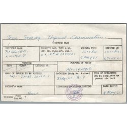 Visitors Pass - Ramstein Air Base - Germany - 1961
