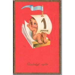 Illa - Gldeligt Nytaar - Eneret Serie 853 - Postkort -  Brugt