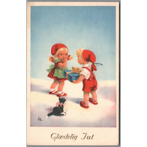 Illa - Gldelig Jul - Stender Serie 590 - Postkort -  Brugt