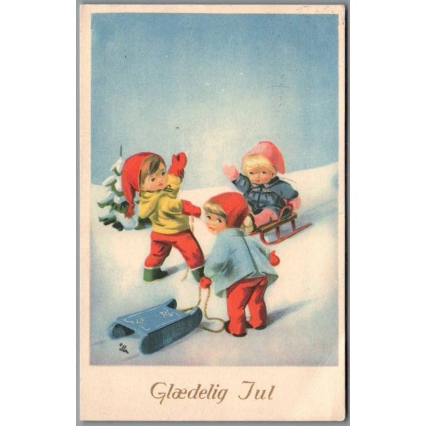 Illa - Gldelig Jul - Stender Serie 590 - Postkort -  Brugt