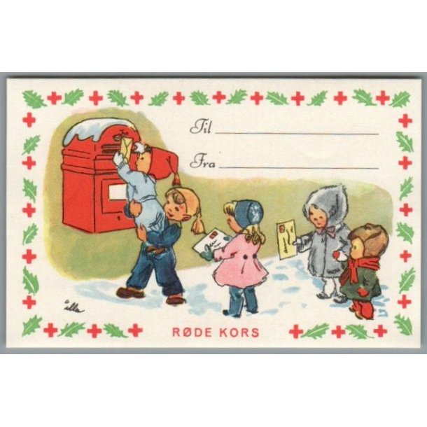 Illa - Rde Kors - Til og Fra kort  (11x7 cm) - Til pklbning !