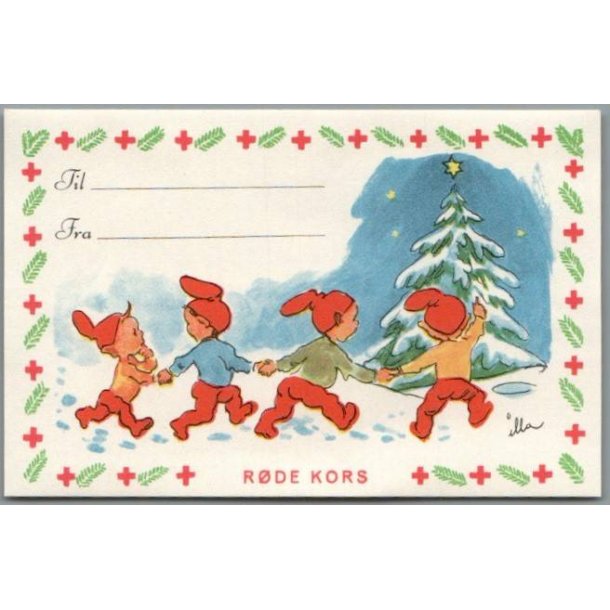 Illa - Rde Kors - Til og Fra kort  (11x7 cm) - Til pklbning !