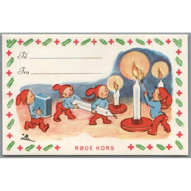 Illa - Rde Kors - Til og Fra kort  (11x7 cm) - Til pklbning !