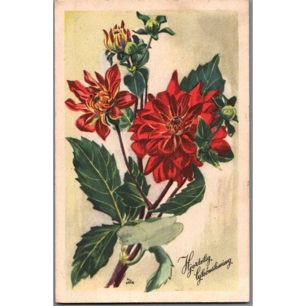 Illa - Hjertelig Lyknskning - Stender Serie 1400 - Brugt