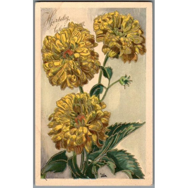 illa - Hjertelig Lyknskning - Stender Serie 5001 - Brugt - Blank forside !