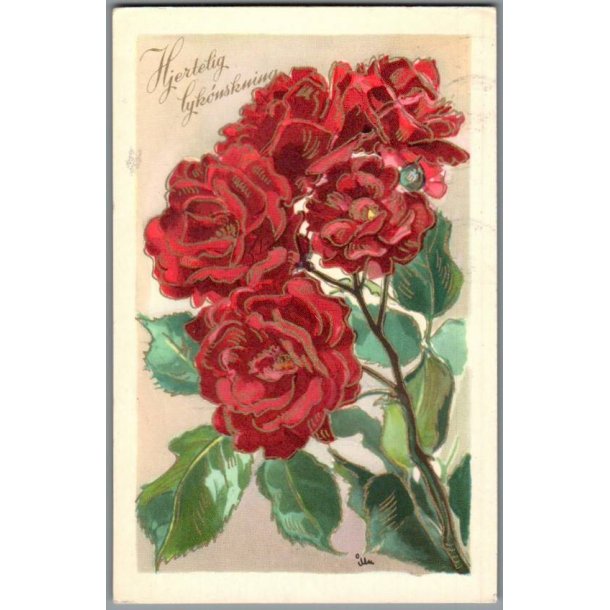 Illa - Hjertelig Lyknskning - Stender Serie 5001 - Brugt - Blank forside !