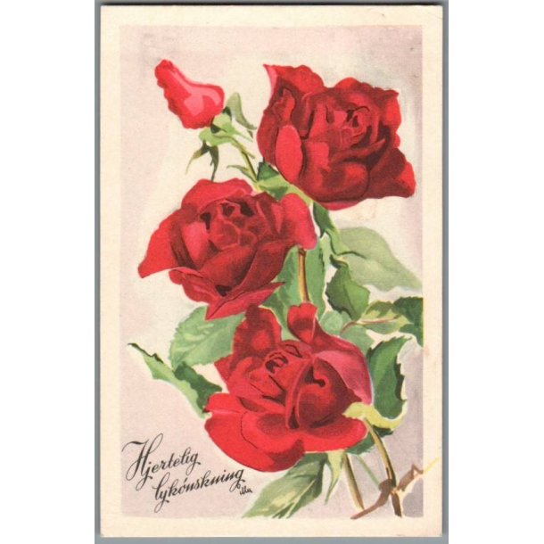 Illa - Hjertelig Lyknskning - Stender Serie 1500 - Brugt